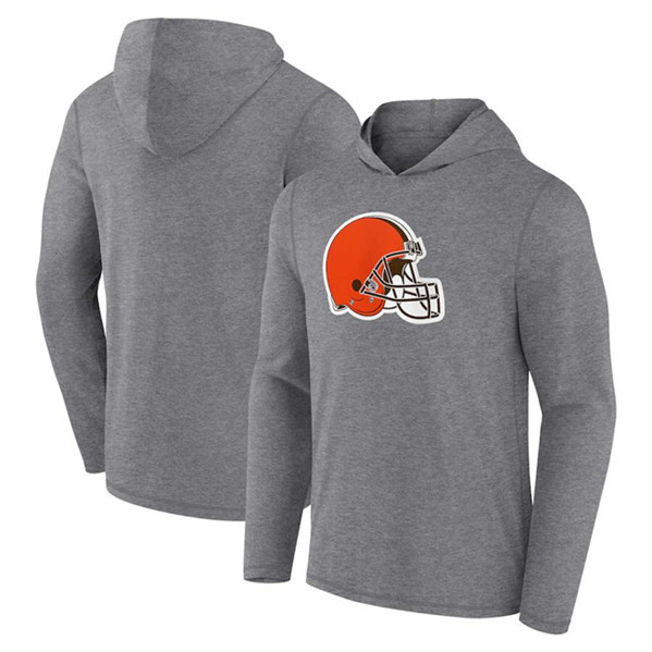 Men's Cleveland Browns Heather Gray Primary Logo Long Sleeve Hoodie